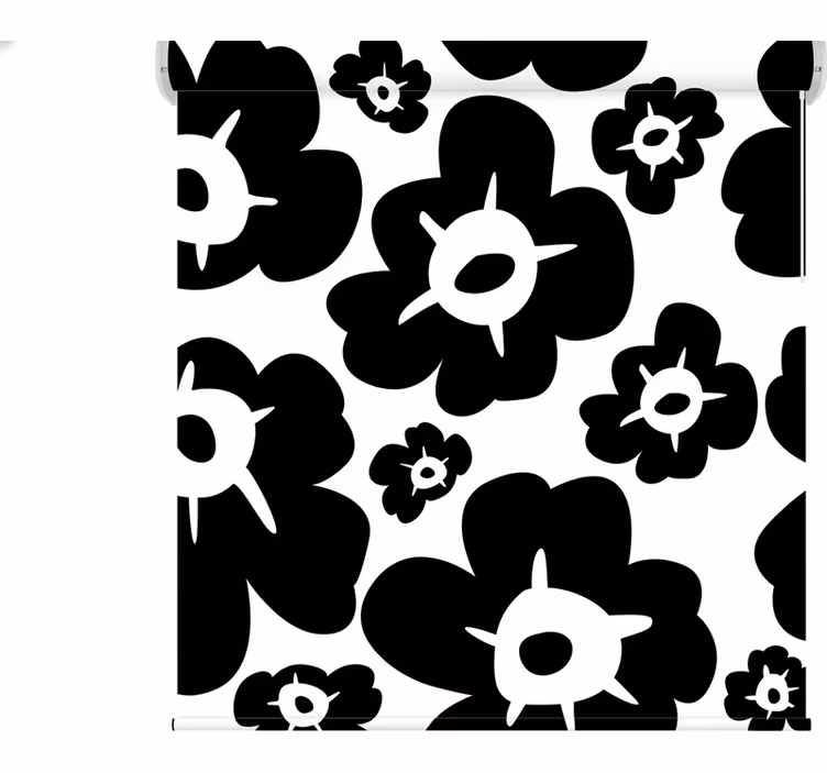 Tenda a rullo fiori papavero nero - TenStickers
