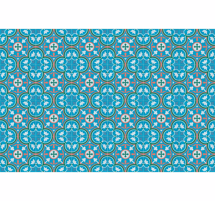 Tenda a rullo vintage piastrella idraulica blu - TenStickers