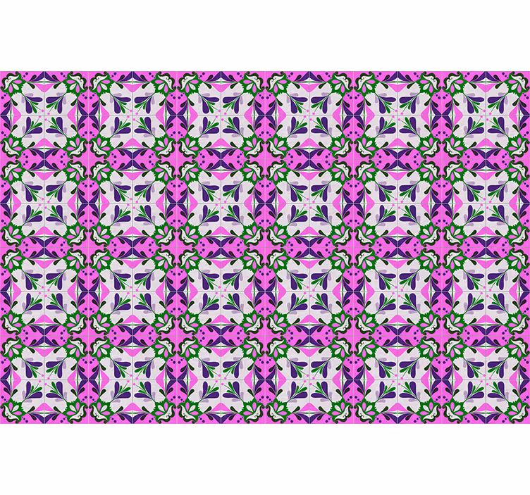 Tenda a rullo vintage piastrella idraulica rosa - TenStickers