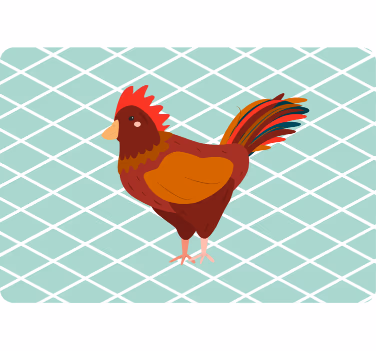 Tenda a rullo animali gallo rosso di profilo - TenStickers