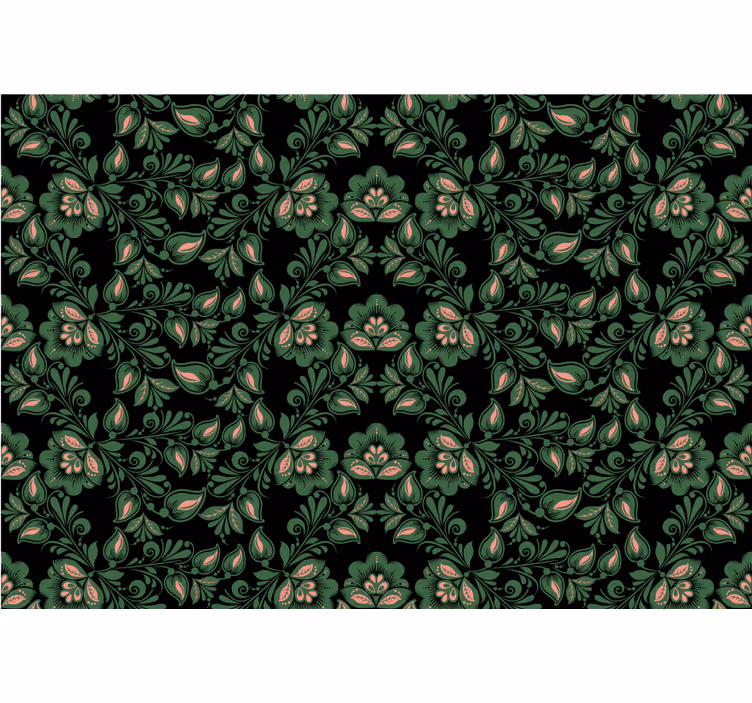 Tenda a rullo nera stile floreale russo - TenStickers