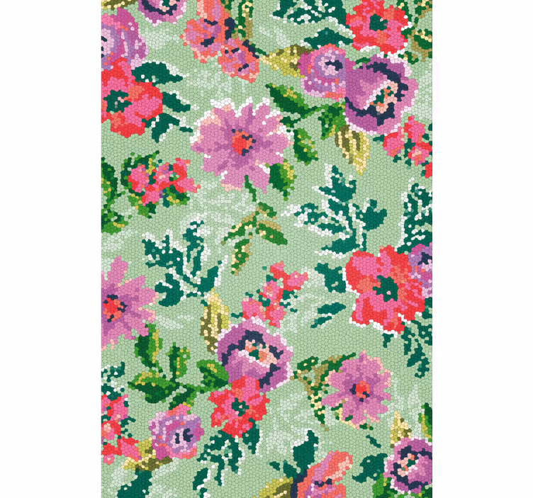 Tenda a rullo bagno mosaico fiori diversi - TenStickers