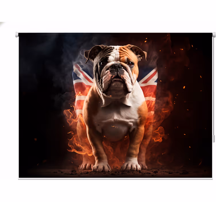 Tenda a rullo camera ragazzi bulldog inglese infuocato - TenStickers