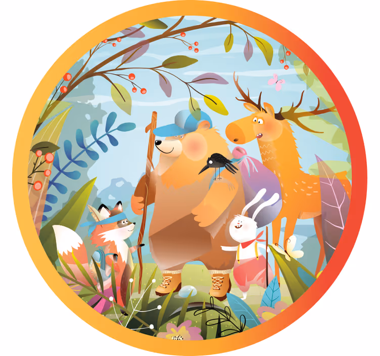 Tenda a rullo divertente amici animali nel bosco - TenStickers