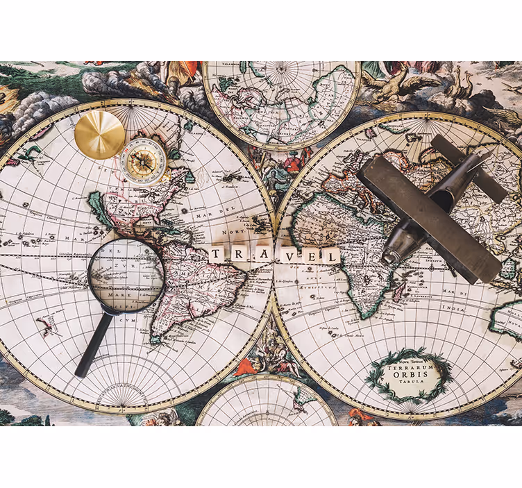 Tenda a rullo mappamondo mappa vintage - TenStickers