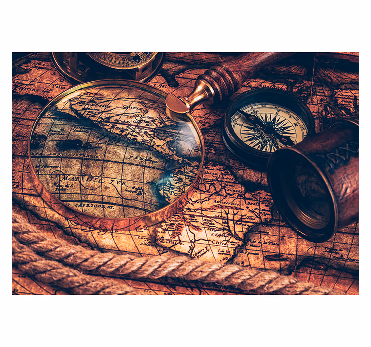 Tenda a rullo mappamondo mappa del mondo marrone - TenStickers