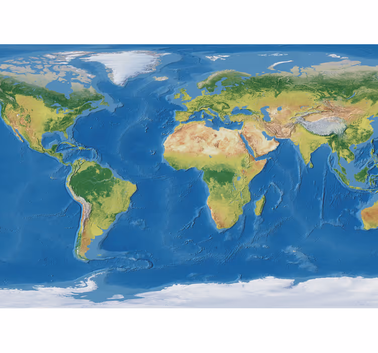 Tenda a rullo mappamondo mappa del mondo realistica - TenStickers
