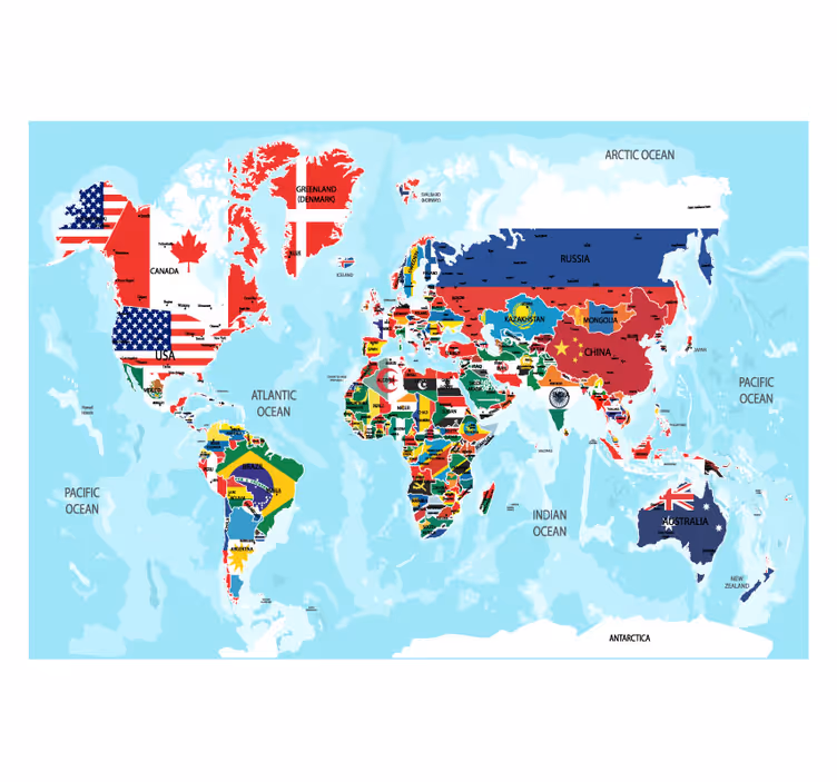 Tenda a rullo mappamondo bandiere nazionali - TenStickers