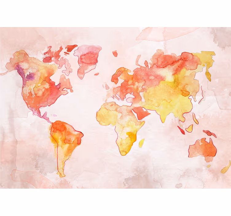 Tenda a rullo mappamondo mappa del mondo acquerello pastello - TenStickers