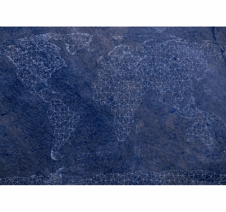 Tenda a rullo mappamondo mappa del mondo blu connessa - TenStickers