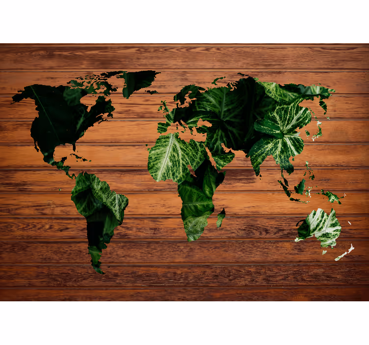Tenda a rullo mappamondo mappa del mondo jungle e legno - TenStickers