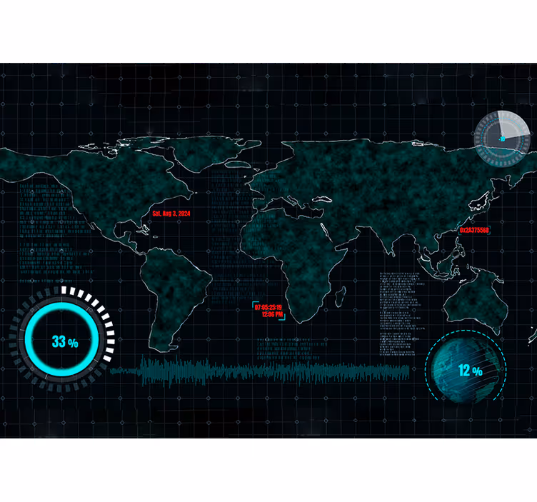 Tenda a rullo mappamondo mappa del mondo futuristica - TenStickers