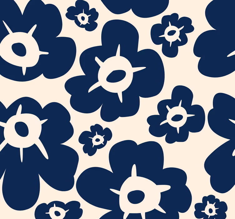 Tenda a rullo fiori papavero blu scuro - TenStickers