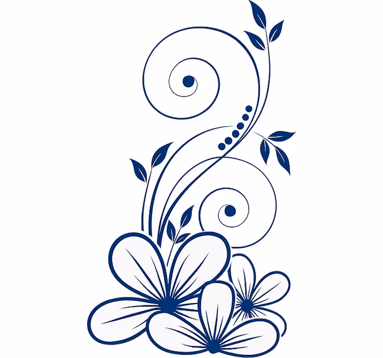 Tenda a rullo fiori vortice floreale blu - TenStickers