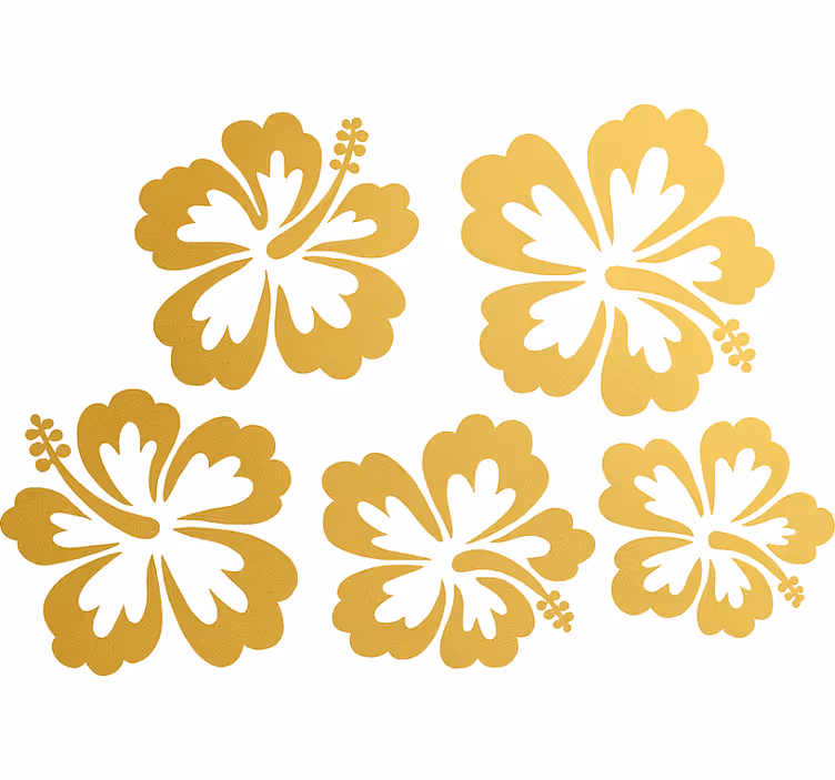 Tenda a rullo fiori silhouette di fiori d'ibisco oro - TenStickers