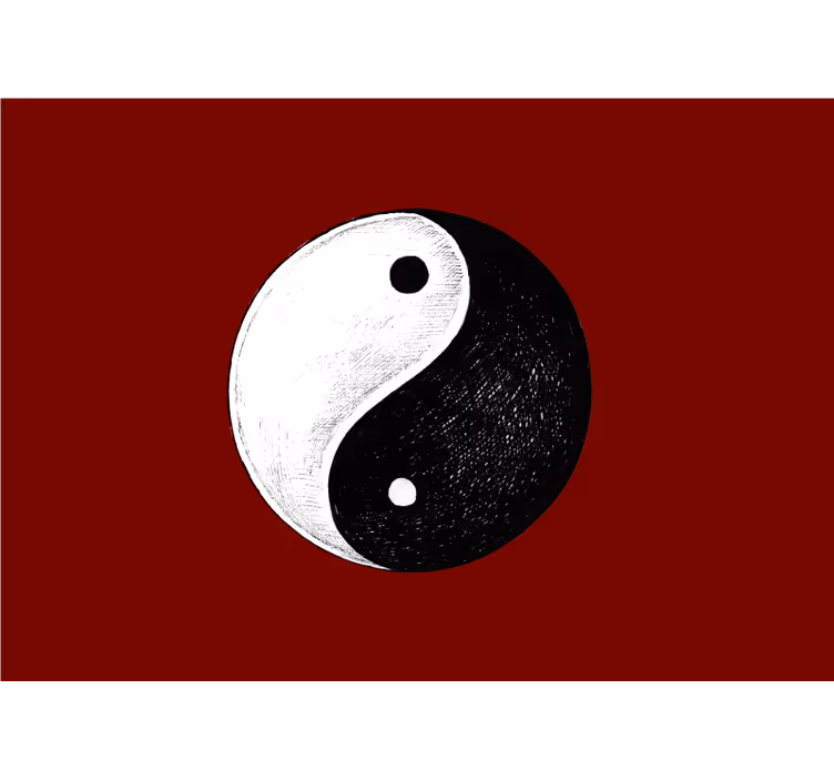Tenda a rullo zen murale camera yin yang sfondo rosso - TenStickers