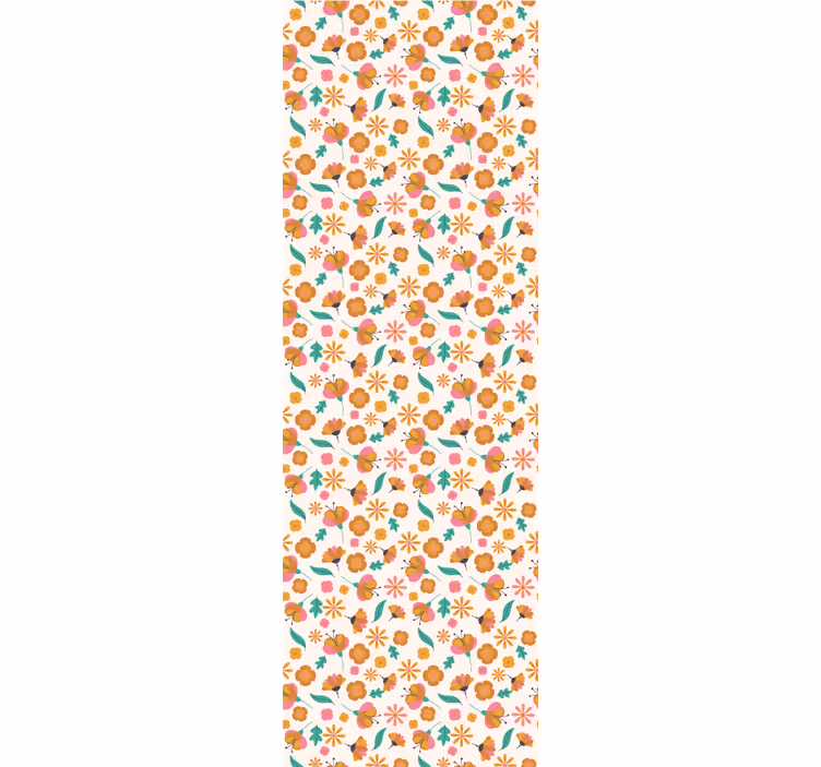 Tenda a rullo arancione fiori arancioni - TenStickers
