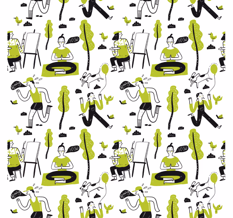 Tenda a rullo esterni set doodle stile di vita sano - TenStickers