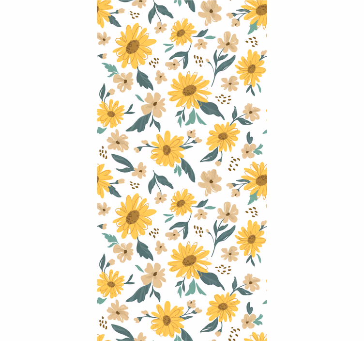 Tenda a rullo esterni motivo girasoli disegnati a mano - TenStickers