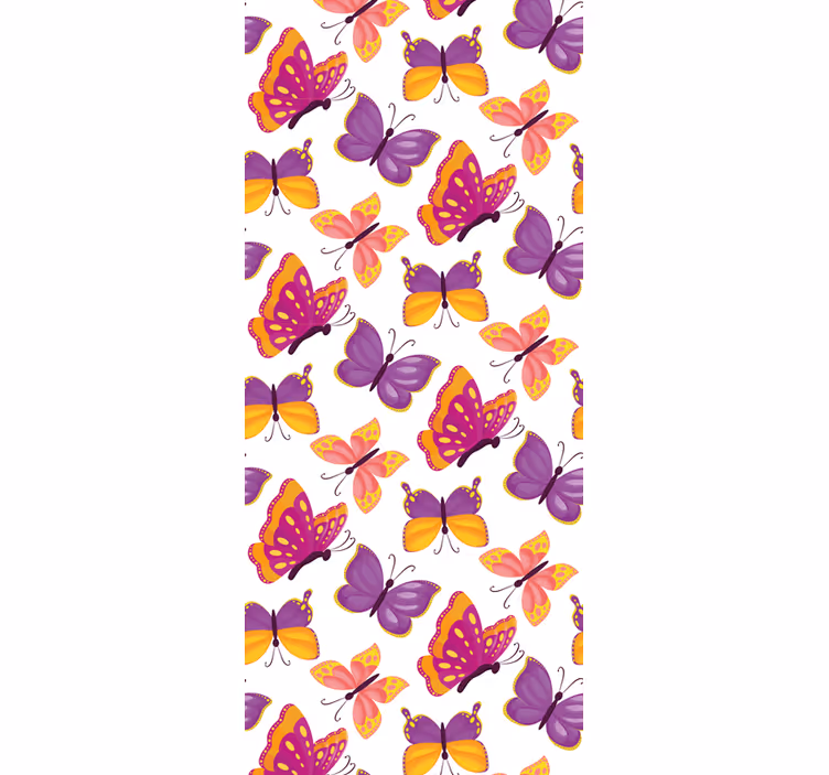 Tenda a rullo camera ragazzi motivo farfalle rosa e gialle - TenStickers