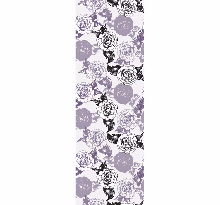 Tenda a rullo camera ragazzi motivo fiori viola e neri - TenStickers