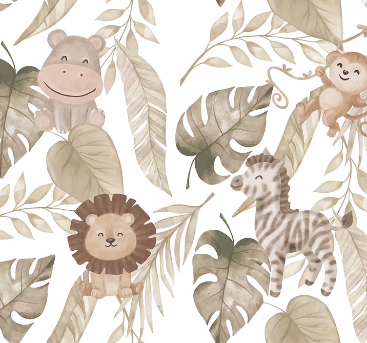 Tenda a rullo neonati motivo giungla beige - TenStickers