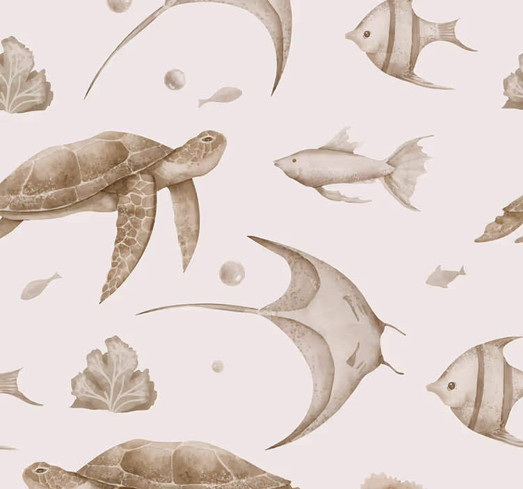 Tenda a rullo neonati motivo oceano beige - TenStickers