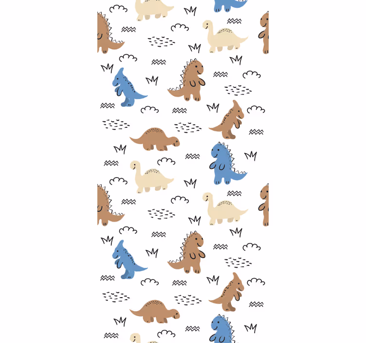 Tenda a rullo neonati felici dinosauri blu e marroni - TenStickers