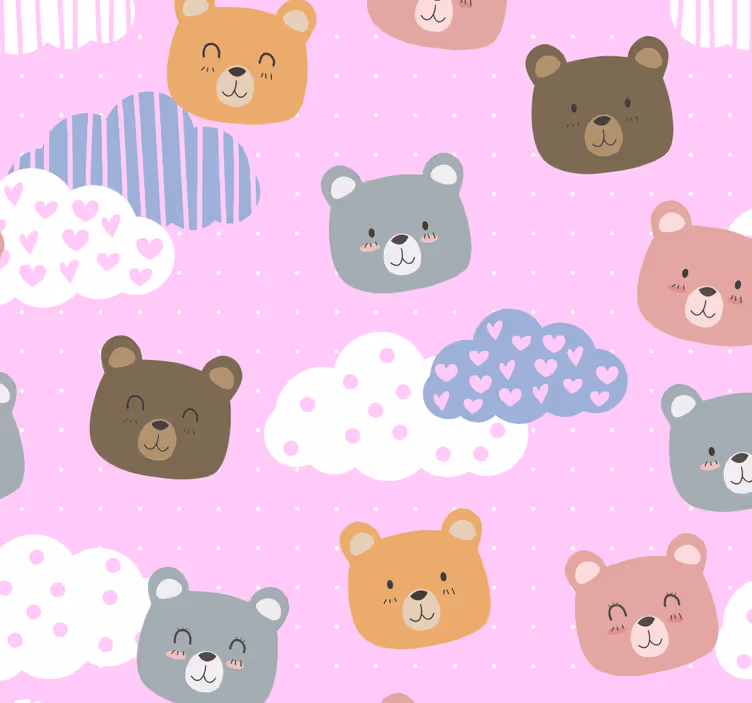 Tenda a rullo neonati orsetto minimalista su sfondo rosa - TenStickers