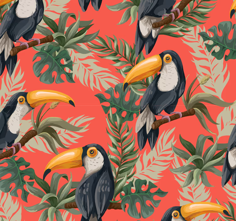 Tenda a rullo corridoio toucani tropicali carta da parati - TenStickers