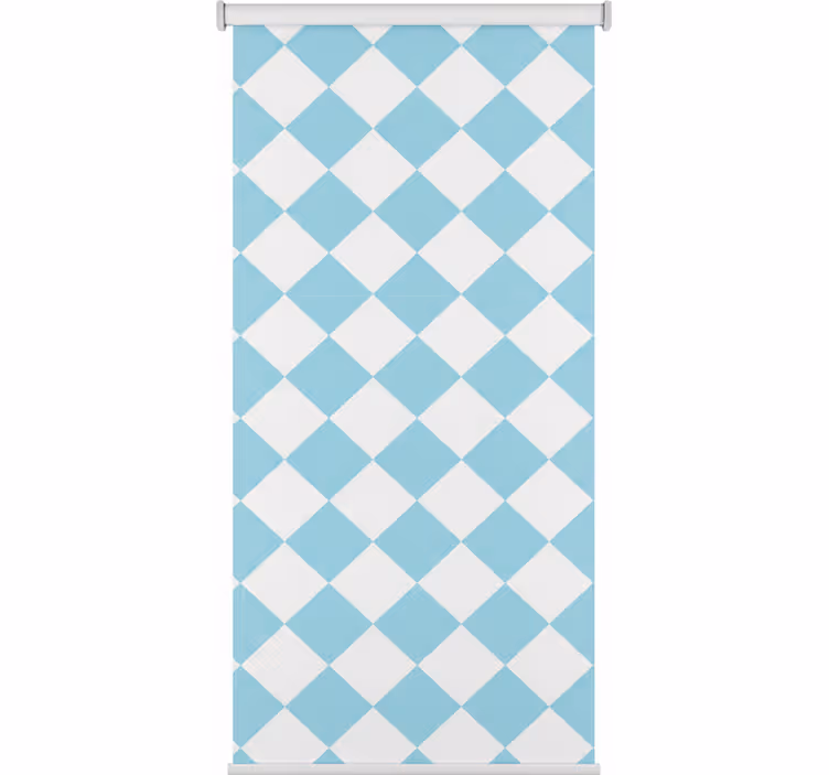 Tenda a rullo corridoio design quadrettato blu e bianco - TenStickers