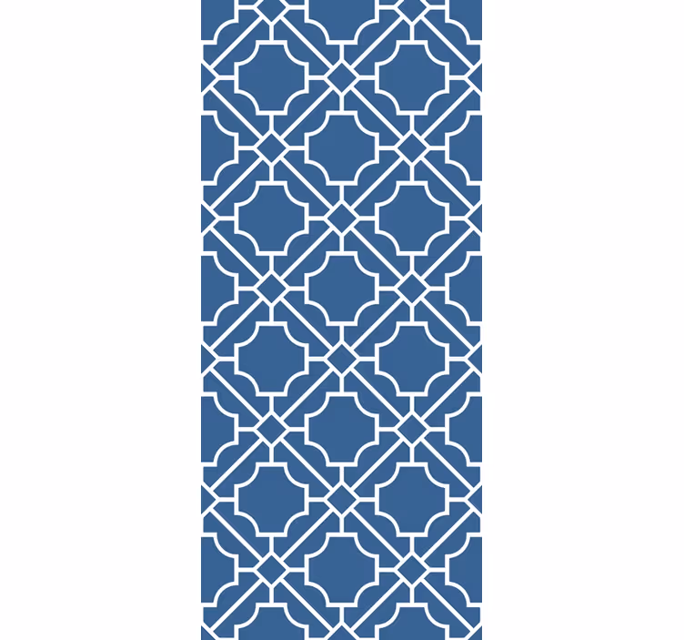 Tenda a rullo corridoio geometrica bianca e blu - TenStickers
