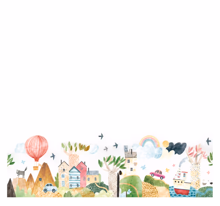 Tenda a rullo cucina larghezza 190 disegno giocoso città - TenStickers