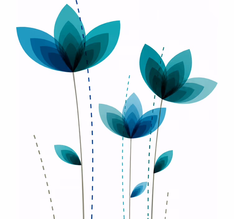 Tenda a rullo turchese fiori tripli - TenStickers