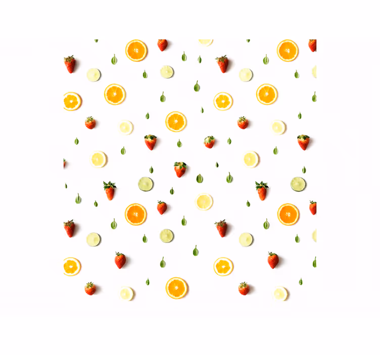 Tenda a rullo gialla con motivo frutti realistici - TenStickers
