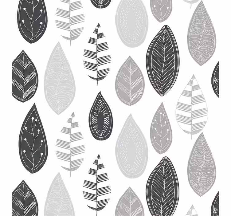 Tenda a rullo grigia motivo foglia oscurante - TenStickers