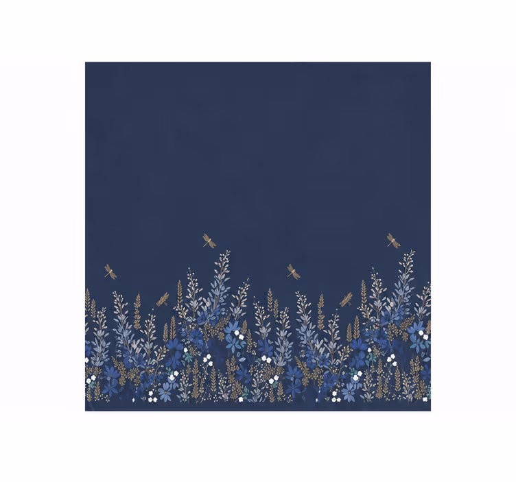 Tenda a rullo blu motivo insetti fiori e erba - TenStickers