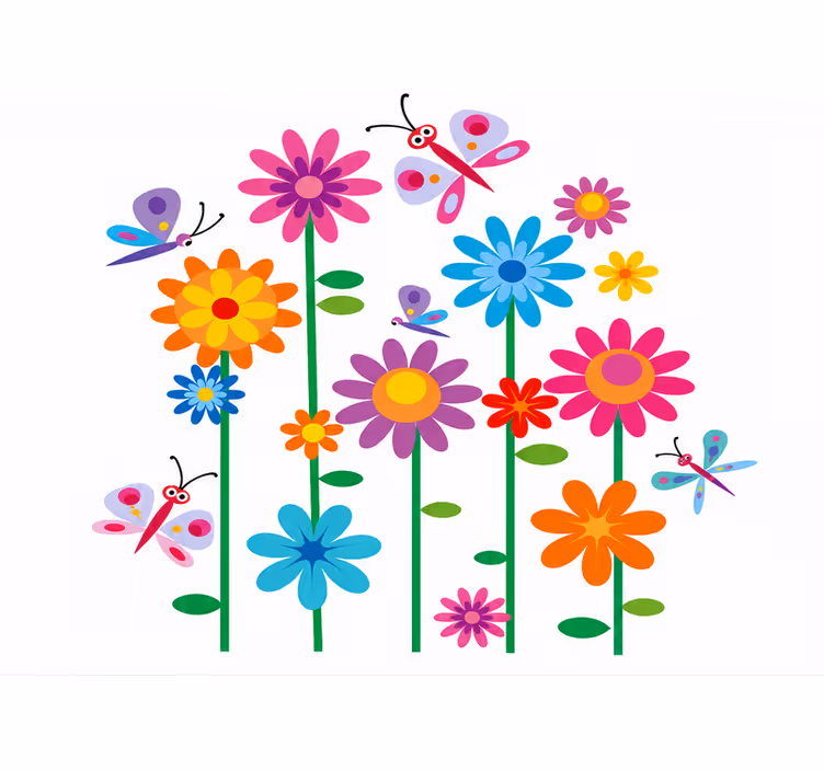 Tenda a rullo cameretta fiori bambini felici - TenStickers