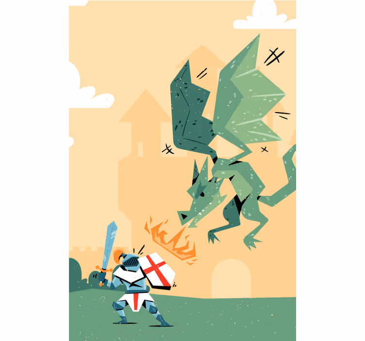 Tenda a rullo animali il cavaliere combatte il drago - TenStickers