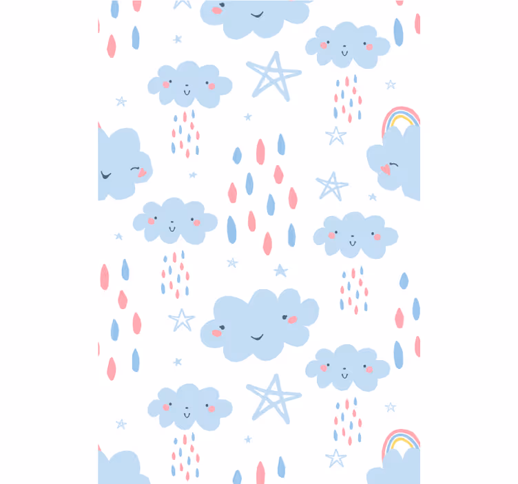 Tenda a rullo neonati modello di nuvole sorridenti - TenStickers