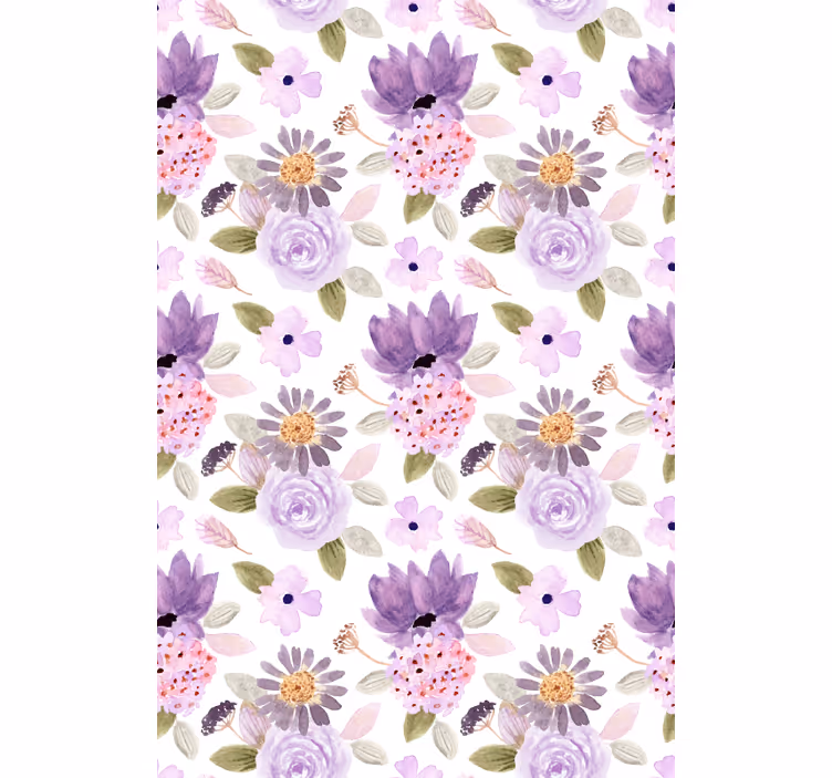 Tenda a rullo fiori modello di fioriture viola - TenStickers