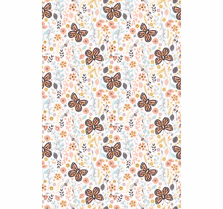 Tenda a rullo fiori modello giardino delle farfalle - TenStickers