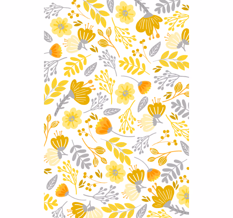 Tenda a rullo con fiori cucina moderna giallo - TenStickers