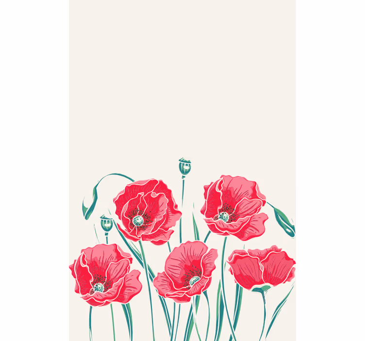 Tenda a rullo fiori e piante eleganza dei fiori di papavero - TenStickers