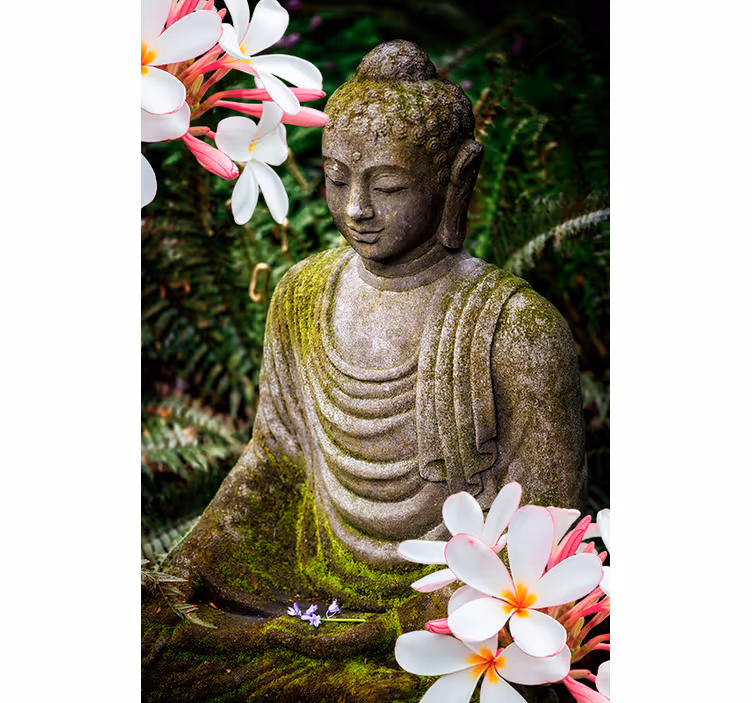 Tenda a rullo soggiorno cameretta zen buddha verde floreale - TenStickers
