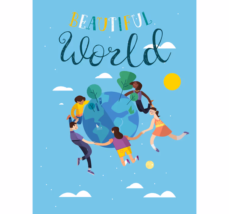 Tenda a rullo mappamondo illustrazione armoniosa del globo - TenStickers