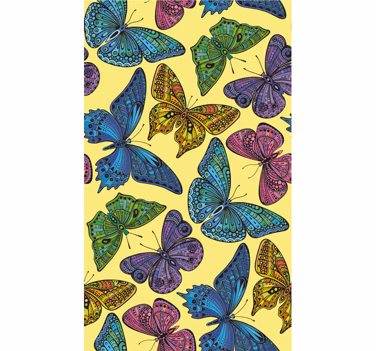 Tenda a rullo farfalle sfondo giallo - TenStickers