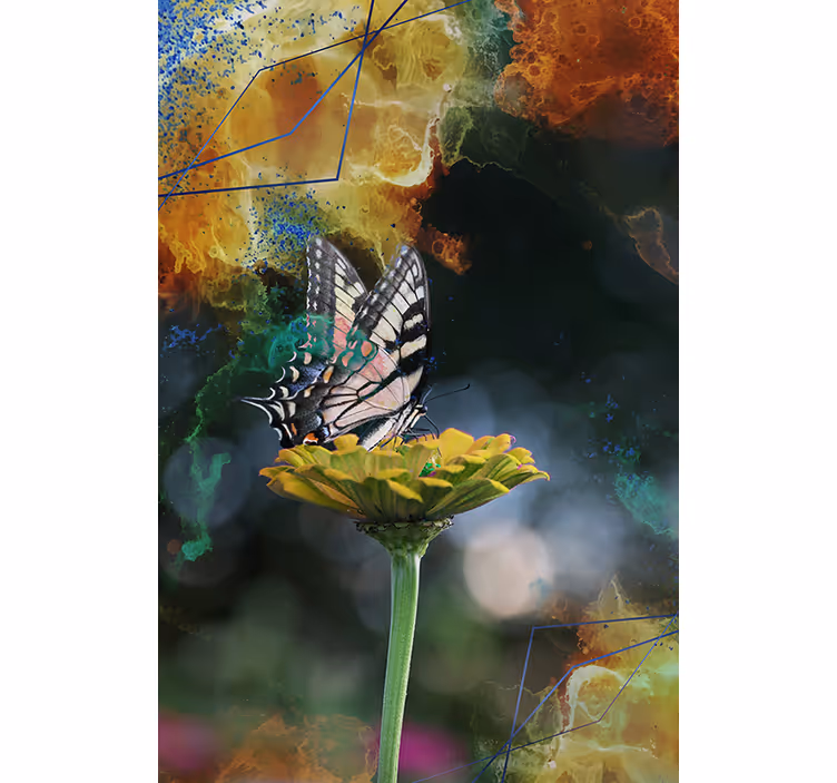 Tenda a rullo farfalle composizione floreale farfalla - TenStickers
