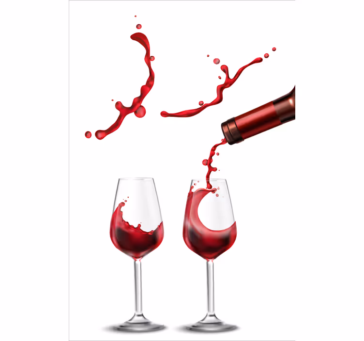 Tenda a rullo sala da pranzo con bicchieri di vino - TenStickers