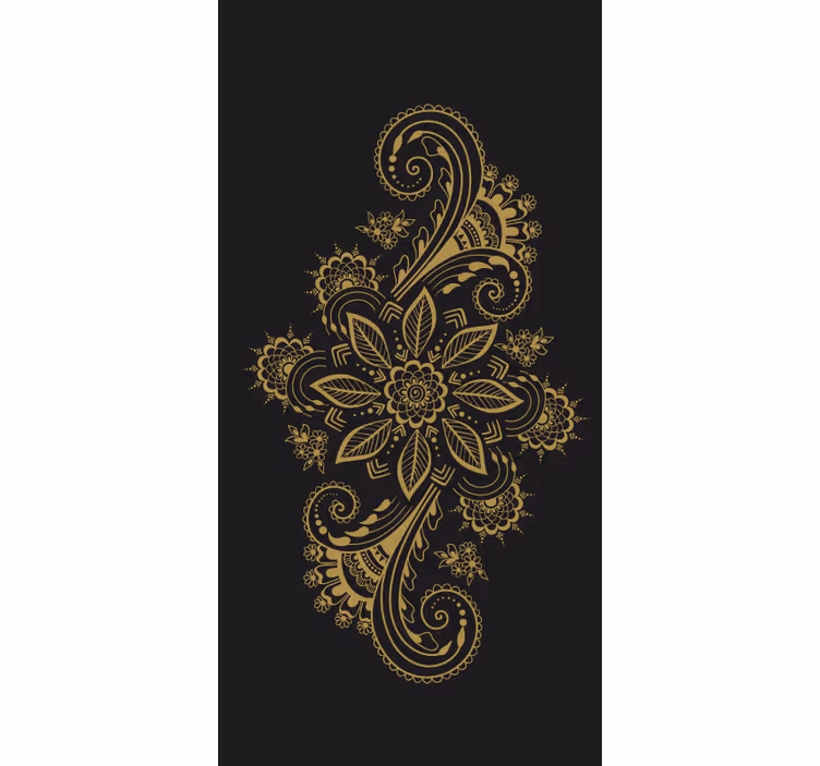 Tenda a rullo fiori intricati fiori dorati - TenStickers